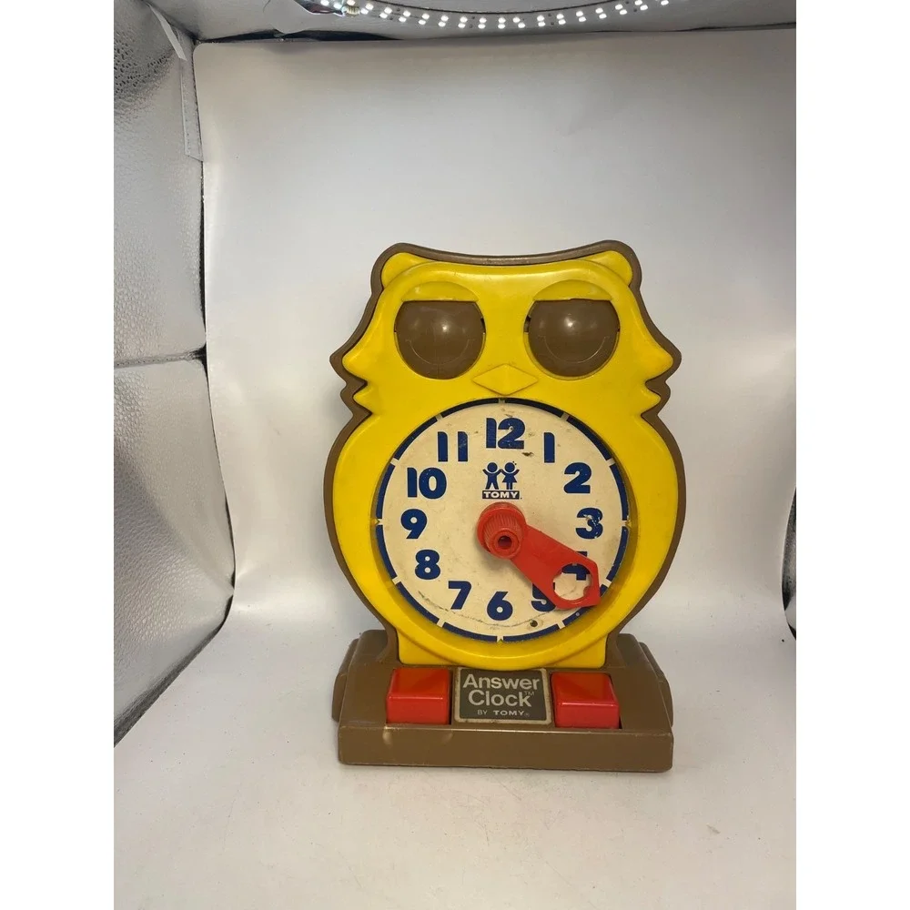 Vintage 1975 Tomy Answer Clock Owl Learning Homeschool Toy Works AB